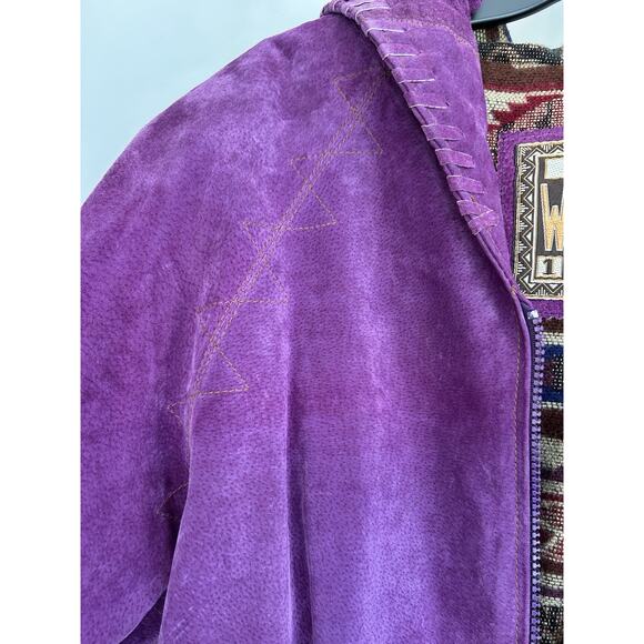 Authentic Winlit 1969 women’s M Purple Suede Jacket W/Hood Zipper Drawstring - Picture 12 of 16